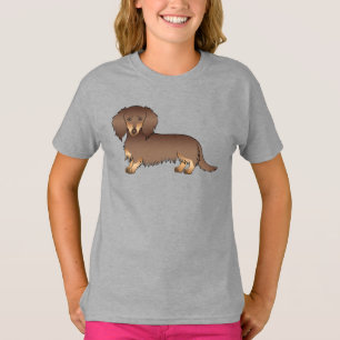 Camiseta Chocolate e Tan Long Hair Dachshund
