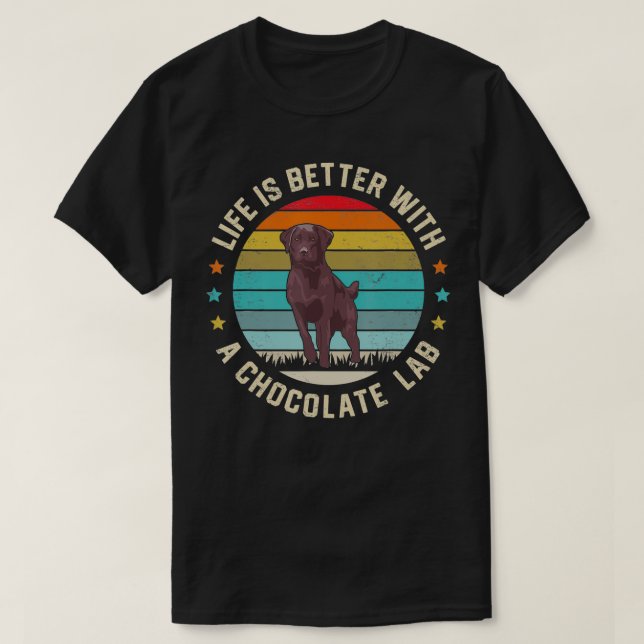 Camiseta Chocolate Lab Dog Owner Dog Dad Mom Brown Labrador (Frente do Design)