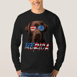 Camiseta Chocolate Labrador American Flag Lab 4º Do