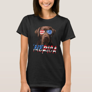 Camiseta Chocolate Labrador American Flag Lab 4th Of J