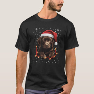 Camiseta Chocolate Labrador Cachorro Cachorro Luz Santa Hat