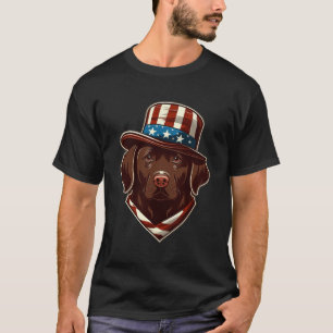 Camiseta Chocolate Labrador com chapéu americano americano