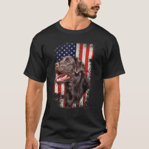 Camiseta Chocolate Labrador Labs Patriótico Bandeira Americ