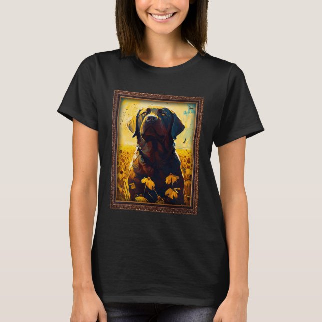 Camiseta Chocolate Labrador Painting Sunflower Flower Mom W (Frente)