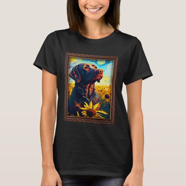 Camiseta Chocolate Labrador Painting Sunflower Flower Mom W (Frente)