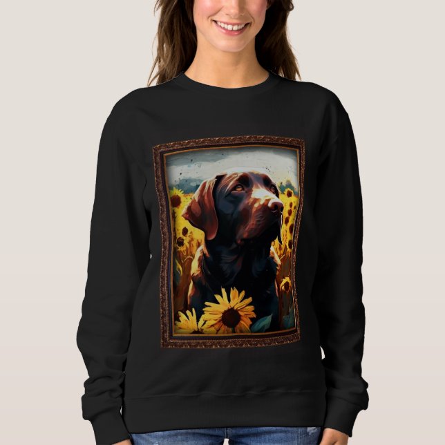 Camiseta Chocolate Labrador Painting Sunflower Flower Mom W (Frente)