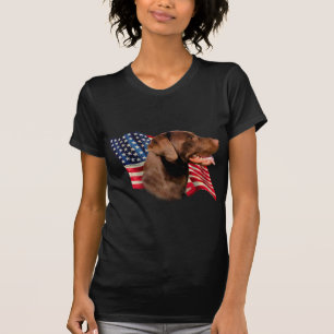Camiseta Chocolate Labrador Retriever American Flag