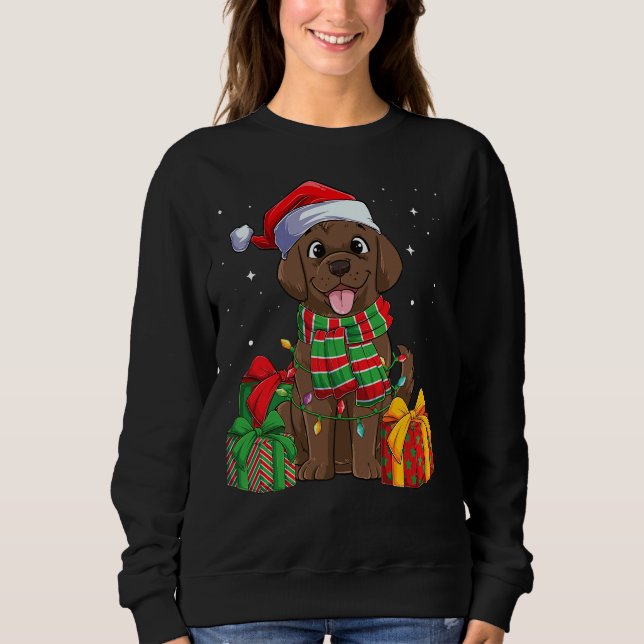 Camiseta Chocolate Labrador Retriever Natal Xmas Lab Do (Frente)