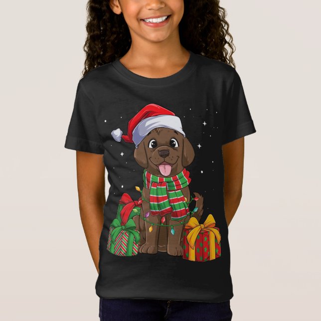 Camiseta Chocolate Labrador Retriever Natal Xmas Lab Do (Frente)