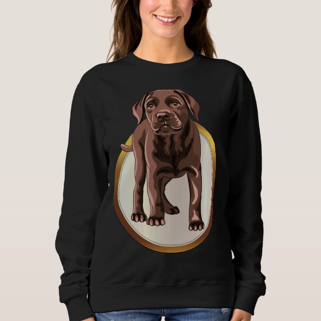 Camiseta Chocolate Labrador Retriever Sobre Uma Medalha Dou (Frente)