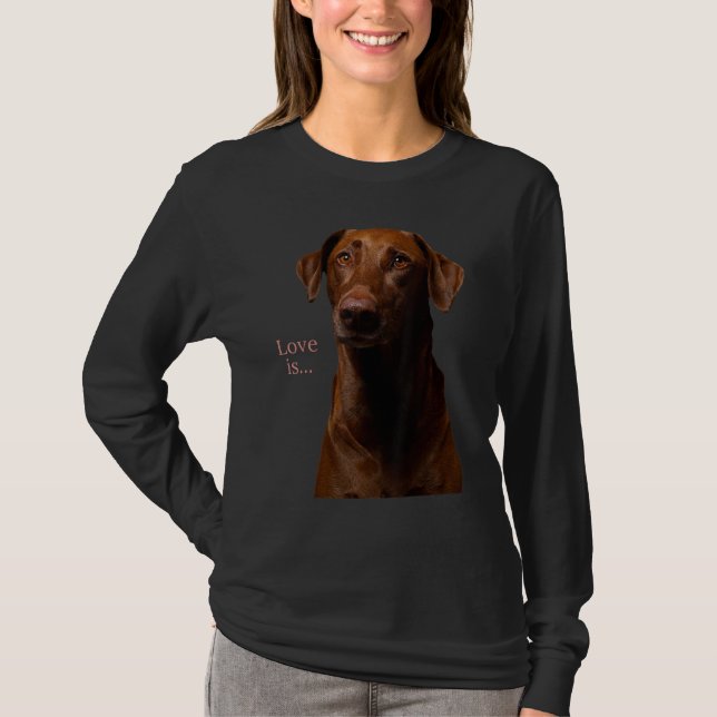 Camiseta Chocolate Labrador Retriever Tea Dog Mãe Pai (Frente)