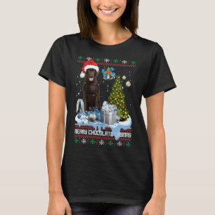 Camiseta Chocolate Labrador Santa Hat Natal Feio