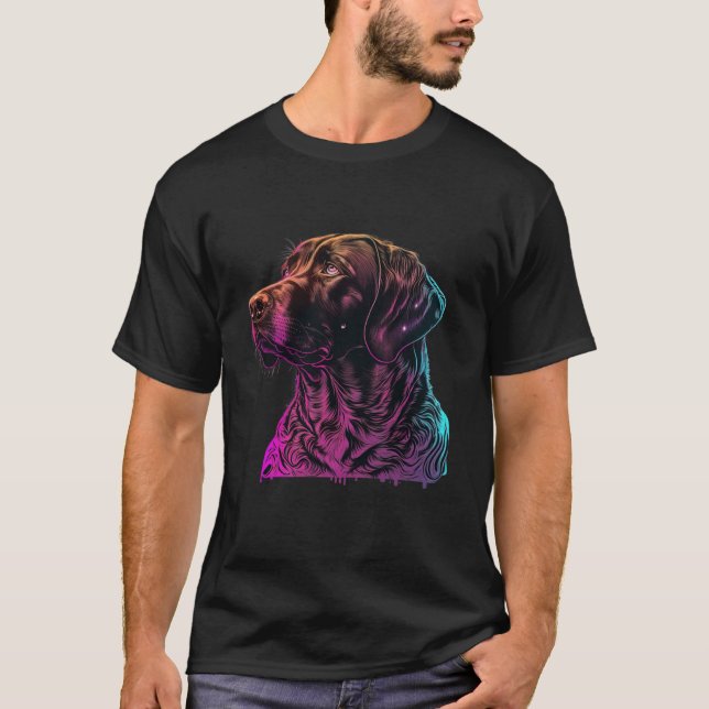 Camiseta Chocolate Labrador Synthwave 80s Retrowave Aesthet (Frente)