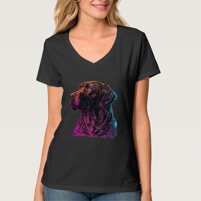 Camiseta Chocolate Labrador Synthwave 80s Retrowave Aesthet (Frente)