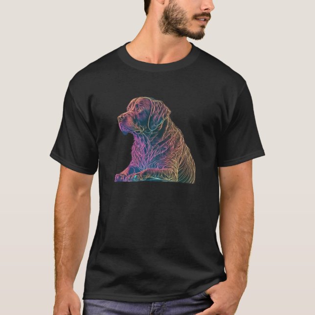 Camiseta Chocolate Labrador Synthwave 80s Retrowave Aesthet (Frente)