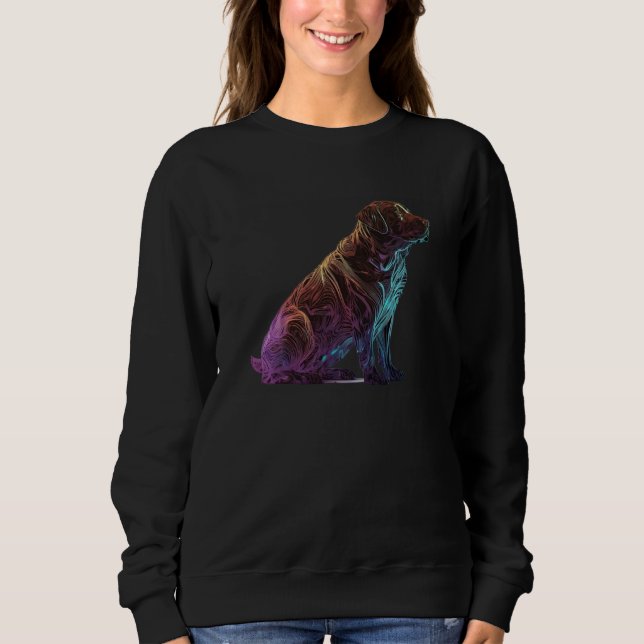 Camiseta Chocolate Labrador Synthwave Anos 80 Retrowave Est (Frente)