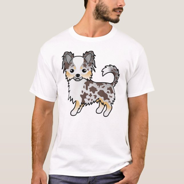 Camiseta Chocolate Merle Long Casaco Chihuahua Cartoon Dog (Frente)