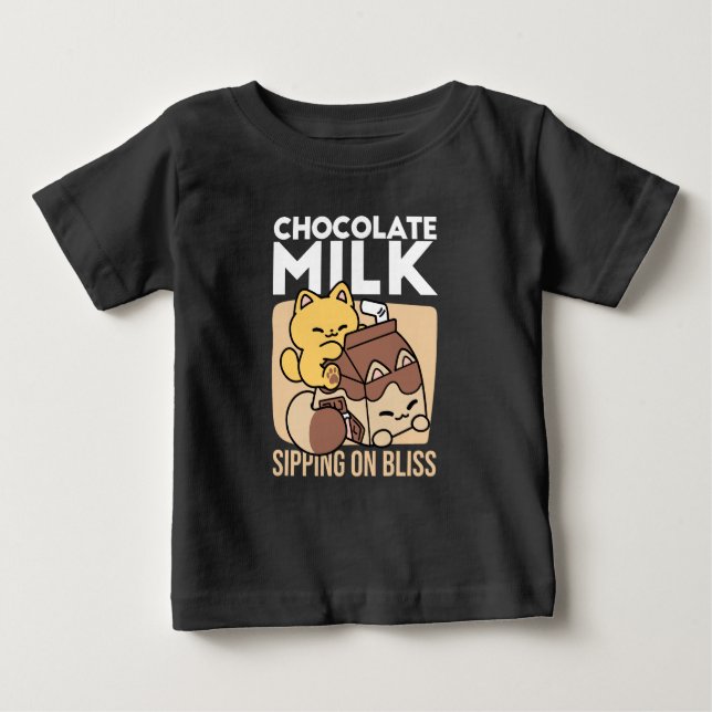 Camiseta Chocolate Milk Sipping on Bliss – Kawaii Cat Food  (Frente)