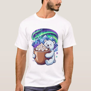 Camiseta Chocolate Quente de Urso Polar de Inverno