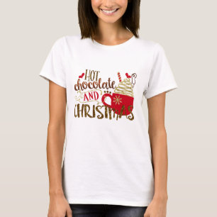 Camiseta Chocolate Quente e Brilho de Glitter de Férias de 