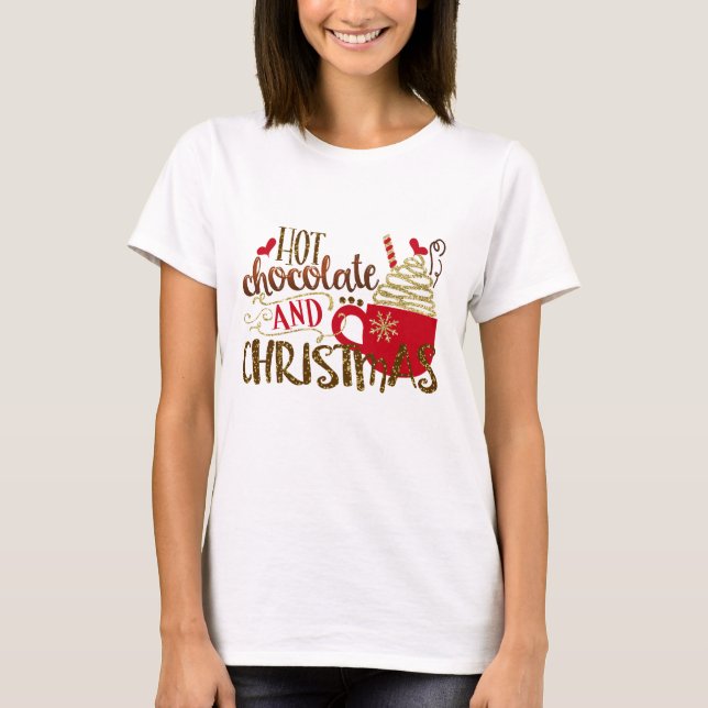 Camiseta Chocolate Quente e Brilho de Glitter de Férias de  (Frente)