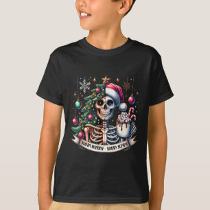 Camiseta Chocolate Quente Esqueleto Meio Alegre Meio Assust