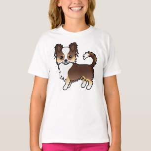 Camiseta Chocolate Tricolor Longo Casaco Chihuahua Cartoon