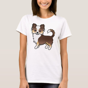 Camiseta Chocolate Tricolor Longo Casaco Chihuahua Cartoon
