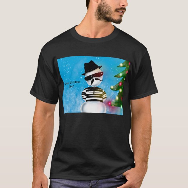 Camiseta Cholo Snowman Foo Christmas Tree Lights (Frente)