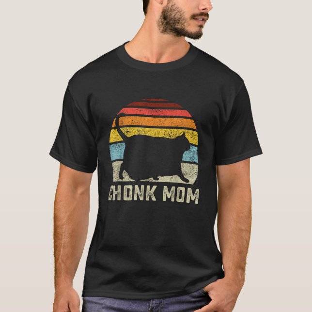 Camiseta Chonk Cat Mãe Escala Memória Engraçado Estilo Retr (Frente)