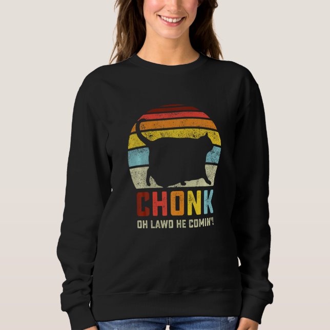 Camiseta Chonk Cat Scale Memória Engraçada Estilo de Retrô  (Frente)