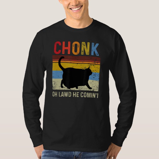 Camiseta Chonk Cat Scale Memória Engraçada Estilo de Retrô  (Frente)