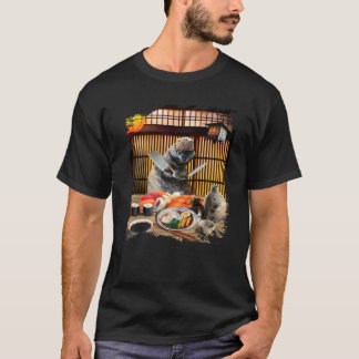 Camiseta Chonk Cat Sushi Ramen Chef, Gatinho Vestindo Óculo