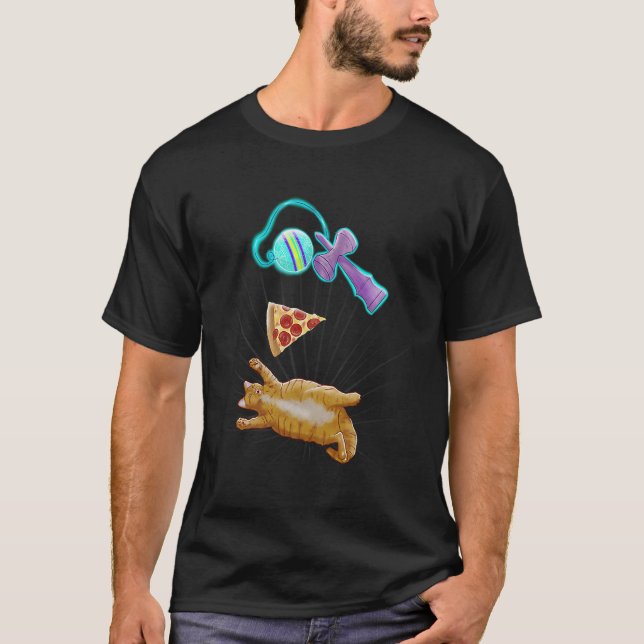 Camiseta Chonky cat with pizza and kendama (Frente)