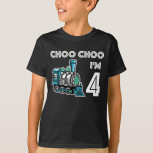 Camiseta Choo Choo Eu tenho 4 anos de idade, um trem boniti