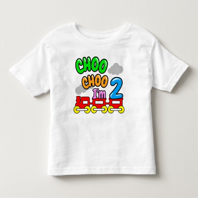 Camiseta Choo Choo I'm 2 Shirt,Funny 2nd Birthday  (Frente)