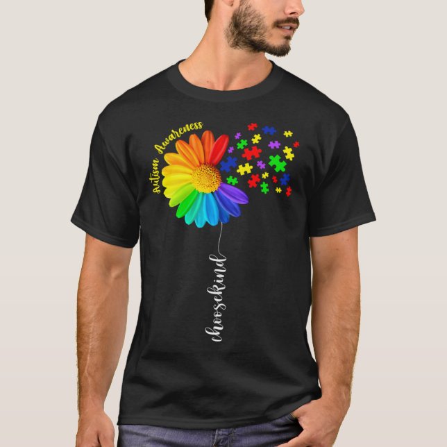 Camiseta Choose Kind Autism Awareness Month Sunflower Dad M (Frente)