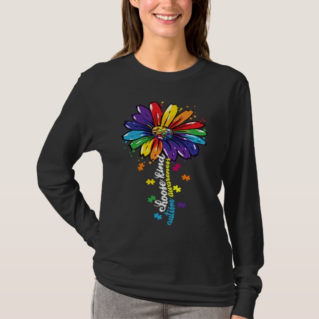 Camiseta Choose Kind Autism Awareness Sunflower Mom Women K (Frente)