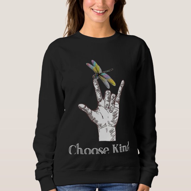 Camiseta Choose Kind Dragonfly Hand ASL Sign Communicate Sp (Frente)