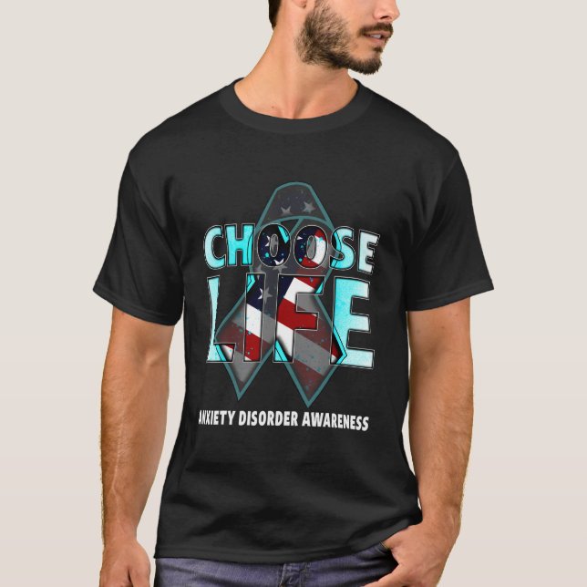 Camiseta Choose Life Anxiety Disorder Awareness American Fl (Frente)