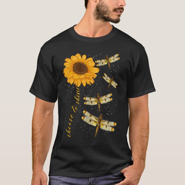 Camiseta Choose To Shine Dragonfly Sunflower Teacher Growth (Frente)