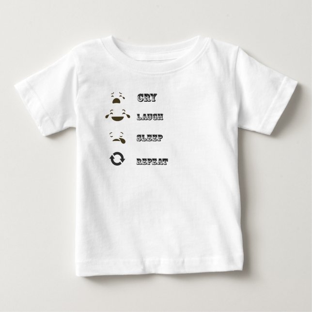 Camiseta Choro engraçado, risada, dorme, repita (Frente)