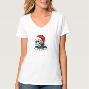Camiseta Chosen Skull Santa Hat G Natal Divertid