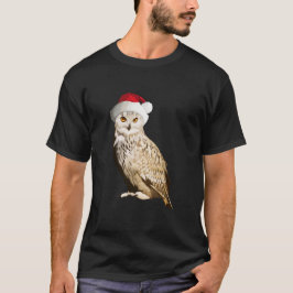 Camiseta Chouette de Noël réaliste avec bonnet festif