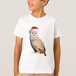 Camiseta Chouette de Noël réaliste avec bonnet festif