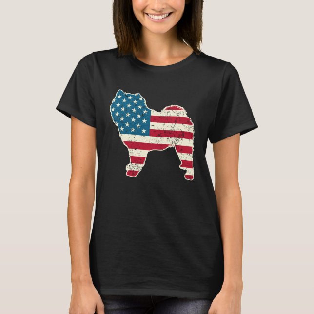Camiseta Chow Chow 4th of July Men Women USA American Flag  (Frente)