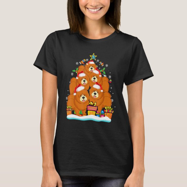 Camiseta Chow Chow Christmas Tree Santa Hat Decorations Xma (Frente)
