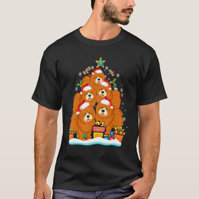 Camiseta Chow Chow Christmas Tree Santa Hat Decorations Xma (Frente)