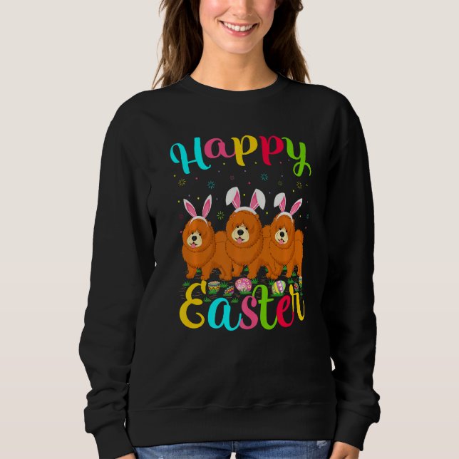 Camiseta Chow Chow Dog Easter Ovo Bunny Chow Happy Ea (Frente)