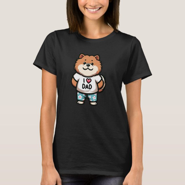 Camiseta Chow Chow I Love Pai Dog Engraçado Padre (Frente)
